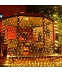4x6m 672 LEDs Waterproof Fishing Net Lights Curtain String Lights Fairy Wedding Party Holiday Decoration Lamps 220V, EU Plug(Warm White Light)