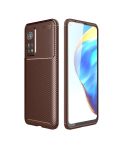 For Xiaomi Mi 10T Carbon Fiber Texture Shockproof TPU Case(Brown)