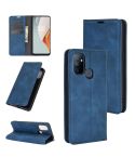 For OnePlus Nord N100 Retro-skin Business Magnetic Suction Leather Case with Holder & Card Slots & Wallet(Dark Blue)