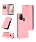 For OnePlus Nord N100 Retro-skin Business Magnetic Suction Leather Case with Holder & Card Slots & Wallet(Pink)
