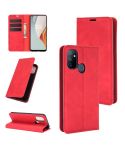 For OnePlus Nord N100 Retro-skin Business Magnetic Suction Leather Case with Holder & Card Slots & Wallet(Red)