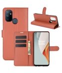 For OnePlus Nord N100 Litchi Texture Horizontal Flip Protective Case with Holder & Card Slots & Wallet(Brown)