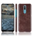 For Nokia 2.4 Shockproof Litchi Texture PC + PU Case(Brown)