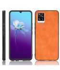 For Vivo V20 Shockproof Sewing Cow Pattern Skin PC + PU + TPU Case(Orange)