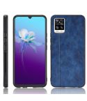 For Vivo V20 Shockproof Sewing Cow Pattern Skin PC + PU + TPU Case(Blue)
