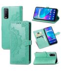 For vivo Y20 Mandala Flower Embossed Horizontal Flip Leather Case with Holder & Three Card Slots & Wallet & Lanyard(Green)