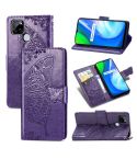 For OPPO Realme V3 Butterfly Love Flower Embossed Horizontal Flip Leather Case with Bracket / Card Slot / Wallet / Lanyard(Dark Purple)