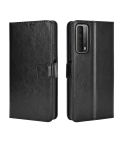 For Huawei P smart 2021 / Y7a Retro Crazy Horse Texture Horizontal Flip Leather Case with Holder & Card Slots & Photo Frame(Black)