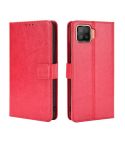 For OPPO F17 / A73 2020 Retro Crazy Horse Texture Horizontal Flip Leather Case with Holder & Card Slots & Photo Frame(Red)