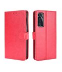 For vivo V20 SE/Y70 2020 Retro Crazy Horse Texture Horizontal Flip Leather Case , with Holder & Card Slots & Photo Frame(Red)