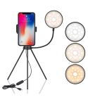 NS-08 Makeup Live Selfie Fill Ring Light Photography LED Dimmable Ring Lamp with Phone Tripod Stand Holder