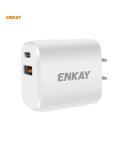 ENKAY Hat-Prince U090 20W PD + QC 3.0 Portable Dual Ports Fast Charging Travel Charger Power Adapter, US Plug