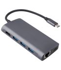 8 in 1 Type-C to HDMI + USB 3.0 x 3 + RJ45 + PD + SD/TF Card Slot HUB Adapter