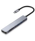 7 in 1 Type-C to HDMI + SD/TF + 2 x Type-C + 2 x USB3.0 Multi-function Splitter Adapter