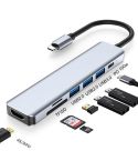 7 In 1 HDMI+SD/TF+USB2.0x2+USB3.0+PD to Type-C HUB Docking Station
