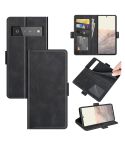 For Google Pixel 6 Pro Dual-side Magnetic Buckle Horizontal Flip Leather Case with Holder & Card Slots & Wallet(Black)