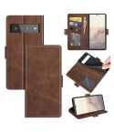 For Google Pixel 6 Pro Dual-side Magnetic Buckle Horizontal Flip Leather Case with Holder & Card Slots & Wallet(Brown)