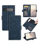 For Google Pixel 6 Pro Dual-side Magnetic Buckle Horizontal Flip Leather Case with Holder & Card Slots & Wallet(Dark Blue)