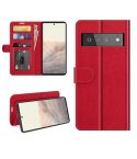 For Google Pixel 6 Pro R64 Texture Single Horizontal Flip Protective Case with Holder & Card Slots & Wallet& Photo Frame(Red)