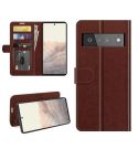 For Google Pixel 6 Pro R64 Texture Single Horizontal Flip Protective Case with Holder & Card Slots & Wallet& Photo Frame(Brown)