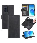 For OPPO Reno6 Pro 5G Dual-side Magnetic Buckle Horizontal Flip Leather Case with Holder & Card Slots & Wallet(Black)