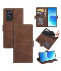 For OPPO Reno6 Pro 5G Dual-side Magnetic Buckle Horizontal Flip Leather Case with Holder & Card Slots & Wallet(Brown)