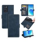 For OPPO Reno6 Pro 5G Dual-side Magnetic Buckle Horizontal Flip Leather Case with Holder & Card Slots & Wallet(Dark Blue)