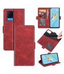 For OPPO A54 4G Dual-side Magnetic Buckle Horizontal Flip Leather Case with Holder & Card Slots & Wallet(Red)
