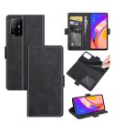 For OPPO A94 5G / F19 Pro+ 5G / Reno5 Z Dual-side Magnetic Buckle Horizontal Flip Leather Case with Holder & Card Slots & Wallet(Black)