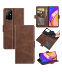 For OPPO A94 5G / F19 Pro+ 5G / Reno5 Z Dual-side Magnetic Buckle Horizontal Flip Leather Case with Holder & Card Slots & Wallet(Brown)