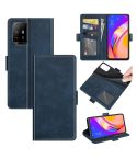 For OPPO A94 5G / F19 Pro+ 5G / Reno5 Z Dual-side Magnetic Buckle Horizontal Flip Leather Case with Holder & Card Slots & Wallet(Dark Blue)