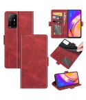 For OPPO A94 5G / F19 Pro+ 5G / Reno5 Z Dual-side Magnetic Buckle Horizontal Flip Leather Case with Holder & Card Slots & Wallet(Red)