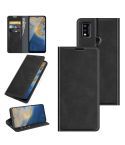 For ZTE Blade A51 Retro-skin Business Magnetic Suction Leather Case with Holder & Card Slots & Wallet(Black)