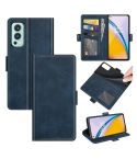 For OnePlus Nord 2 5G Dual-side Magnetic Buckle Horizontal Flip Leather Case with Holder & Card Slots & Wallet(Dark Blue)