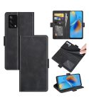 For OPPO F19 / A74 4G Dual-side Magnetic Buckle Horizontal Flip Leather Case with Holder & Card Slots & Wallet(Black)