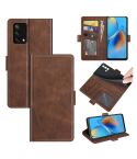 For OPPO F19 / A74 4G Dual-side Magnetic Buckle Horizontal Flip Leather Case with Holder & Card Slots & Wallet(Brown)