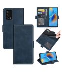 For OPPO F19 / A74 4G Dual-side Magnetic Buckle Horizontal Flip Leather Case with Holder & Card Slots & Wallet(Dark Blue)