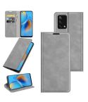 For OPPO F19 / A74 4G Retro-skin Business Magnetic Suction Leather Case with Holder & Card Slots & Wallet(Grey)