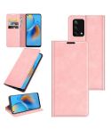 For OPPO F19 / A74 4G Retro-skin Business Magnetic Suction Leather Case with Holder & Card Slots & Wallet(Pink)