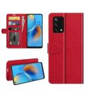 For OPPO F19 / A74 4G R64 Texture Single Horizontal Flip Protective Case with Holder & Card Slots & Wallet& Photo Frame(Red)