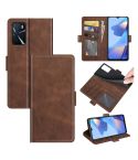 For OPPO A16 Dual-side Magnetic Buckle Horizontal Flip Leather Case with Holder & Card Slots & Wallet(Brown)