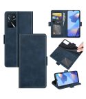 For OPPO A16 Dual-side Magnetic Buckle Horizontal Flip Leather Case with Holder & Card Slots & Wallet(Dark Blue)