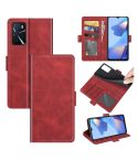 For OPPO A16 Dual-side Magnetic Buckle Horizontal Flip Leather Case with Holder & Card Slots & Wallet(Red)