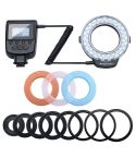 HD-130 Macro LED Ring Flash Light with 8 Different Sizes Adapter Ring (40.5 / 52 / 55 / 58 / 62 / 67 / 72 / 77mm)  & 3 x Color Diffuser