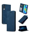 Retro Skin Feel Business Magnetic Horizontal Flip Leather Case for Huawei P30(Navy Blue)