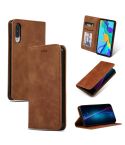 Retro Skin Feel Business Magnetic Horizontal Flip Leather Case for Huawei P30(Brown)