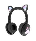 BK9 HiFi 7.1 Surround Sound Cat Claw Luminous Cat Ear Bluetooth Gaming Headset with Mic(Black)