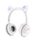 BK9 HiFi 7.1 Surround Sound Cat Claw Luminous Cat Ear Bluetooth Gaming Headset with Mic(White)
