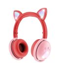 BK9 HiFi 7.1 Surround Sound Cat Claw Luminous Cat Ear Bluetooth Gaming Headset with Mic(Red)