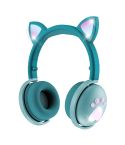 BK9 HiFi 7.1 Surround Sound Cat Claw Luminous Cat Ear Bluetooth Gaming Headset with Mic(Green)